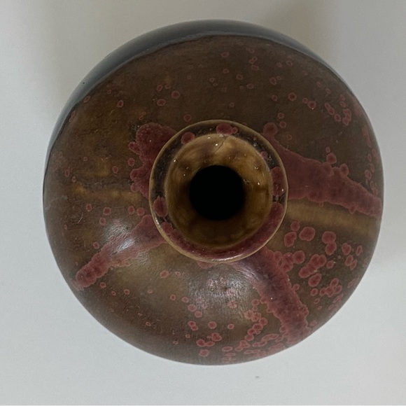 Vintage Vase The Potter’s Craft Sigma Tastesetter Japan drip glass brown 4.5” - Picture 12 of 16